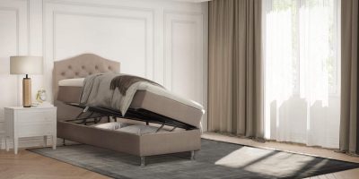 Boxspring Mars 90x200 cm Met Opbergruimte Velvet Beige