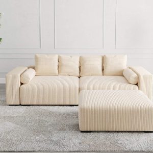 The Lazy Sofa Set 6 Corduroy Ribstof Beige