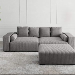The Lazy Sofa Set 6 Corduroy Ribstof Grijs