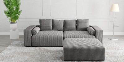 The Lazy Sofa Set 6 Corduroy Ribstof Grijs