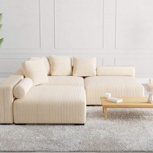 The Lazy Sofa Set 7 Corduroy Ribstof Beige