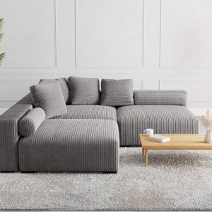 The Lazy Sofa Set 7 Corduroy Ribstof Grijs