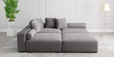The Lazy Sofa Set 9 Corduroy Ribstof Grijs