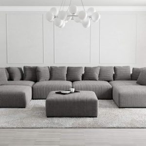 The Lazy Sofa Set 16 Corduroy Ribstof Grijs XXL