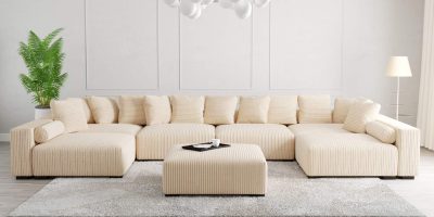 The Lazy Sofa Set 16 Corduroy Ribstof Beige XXL