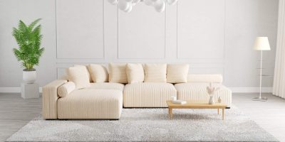 The Lazy Sofa Set 12 Corduroy Ribstof Beige