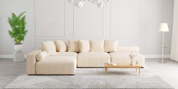 The Lazy Sofa Set 12 Corduroy Ribstof Beige