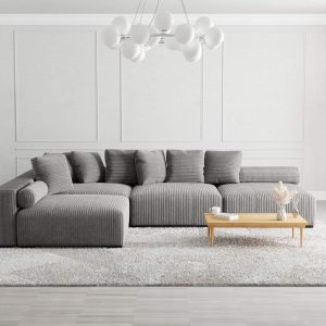 The Lazy Sofa Set 12 Corduroy Ribstof Grijs