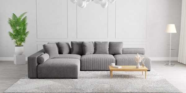 The Lazy Sofa Set 12 Corduroy Ribstof Grijs