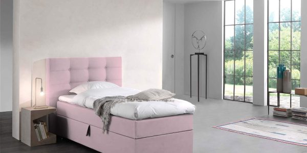 Boxspring Malaga Pink Velvet 1-persoon