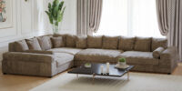 Hoekbank Big Sofa XXL Fatguy Curderoy Ribstof Taupe