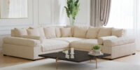 Hoekbank Big Sofa Fatguy Curderoy Ribstof Beige