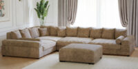 Hoekbank Big Sofa XXL Fatguy Curderoy Ribstof Taupe