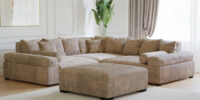 Hoekbank Big Sofa Fatguy Curderoy Ribstof Taupe