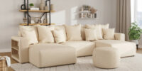 Actie Hoekbank Cuddle Bouclé Beige Xl U vorm