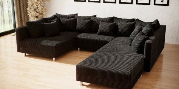 Actie Hoeksalon Denver Corduroy Zwart Actie Hoeksalon Denver Corduroy Zwart