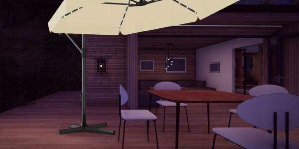 Tuinparaplu 3×3 M Beige met solar Led-Verlichting Tuinparaplu 3×3 M Beige met solar Led-Verlichting