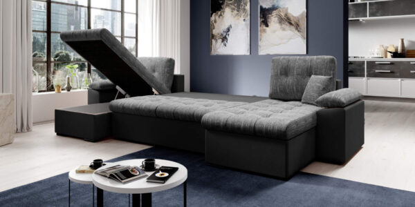 Hoekbank U Vegas Zwart Grijs Hoekbank U Vegas Zwart Grijs