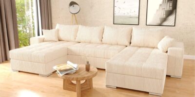 Hoeksalon Wooneiland Josua Ribstof Beige