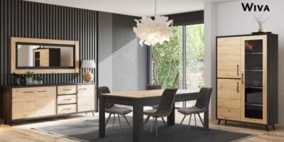 Eetkamer Wiva Dressoir+Eettafel+Vitrine