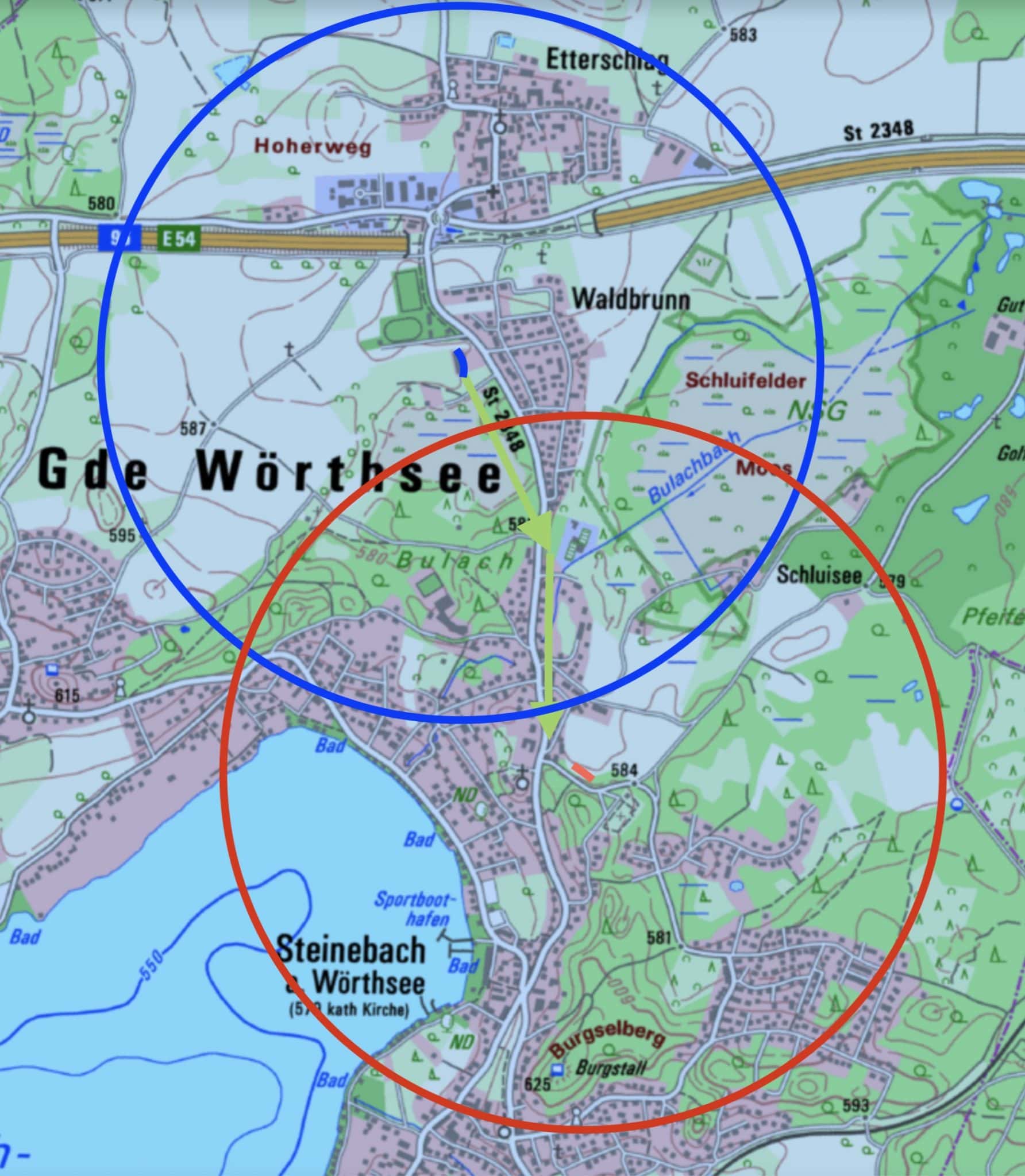 Einzugsbereich_1km Einzugsbereich der Supermärkte