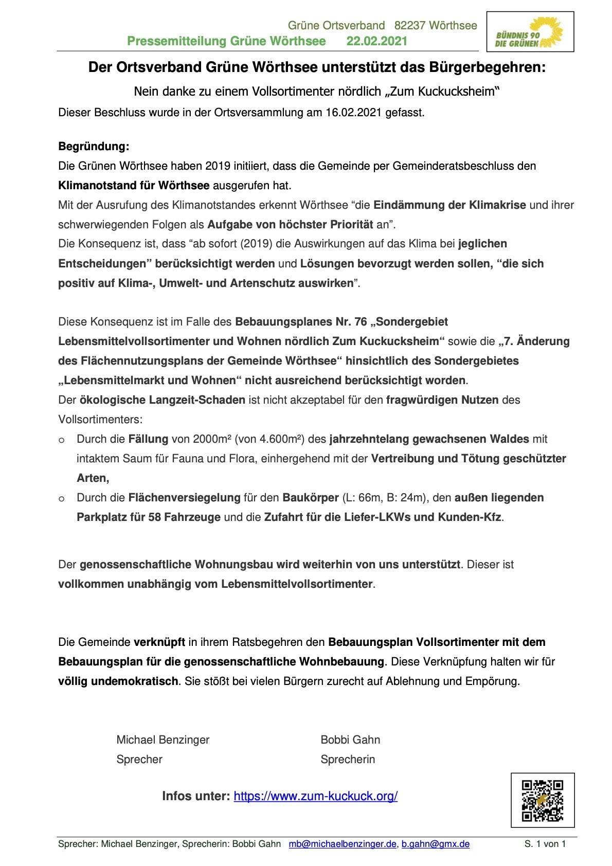 Grüne-Wörthsee-SindFürDasBürgerbegehren16.02.2021 Grüne Wörthsee sind für das Bürgerbegehren