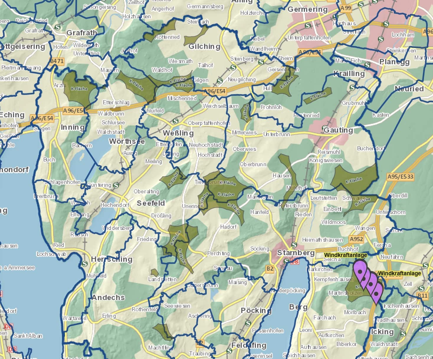 Windradstandorte im Lkr Starnberg