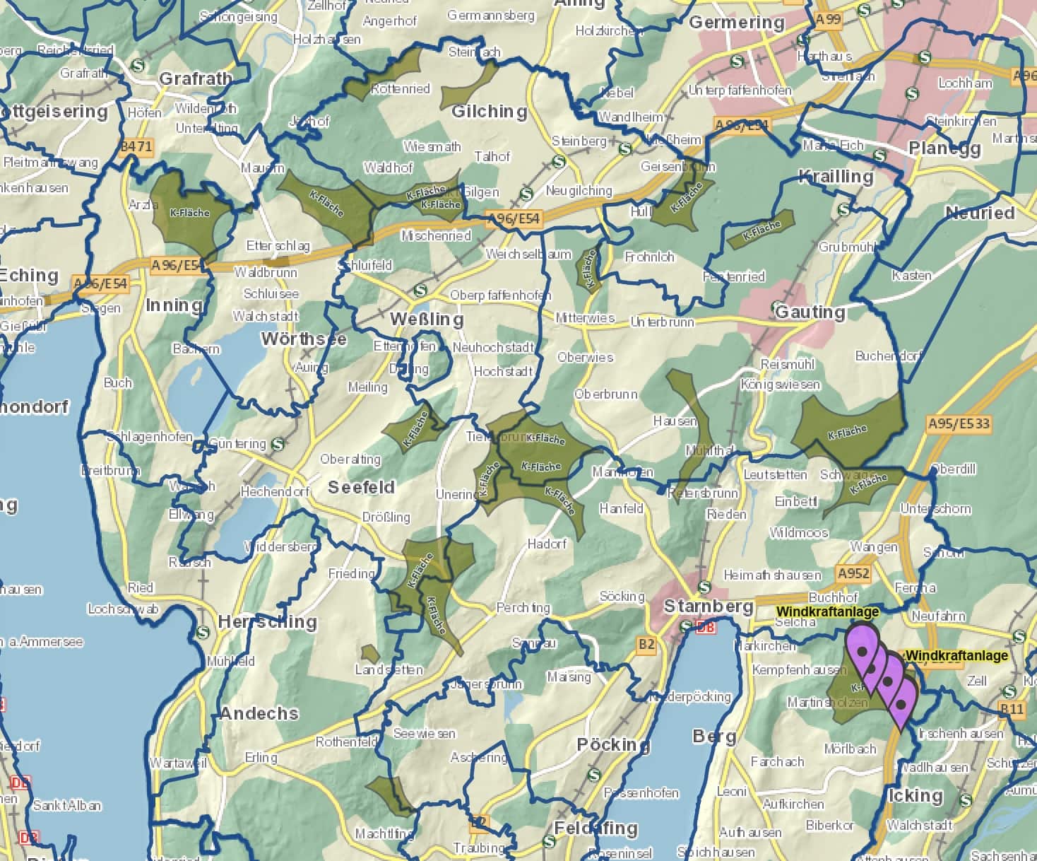 Windradstandorte im Lkr Starnberg Windradstandorte im Lkr Starnberg