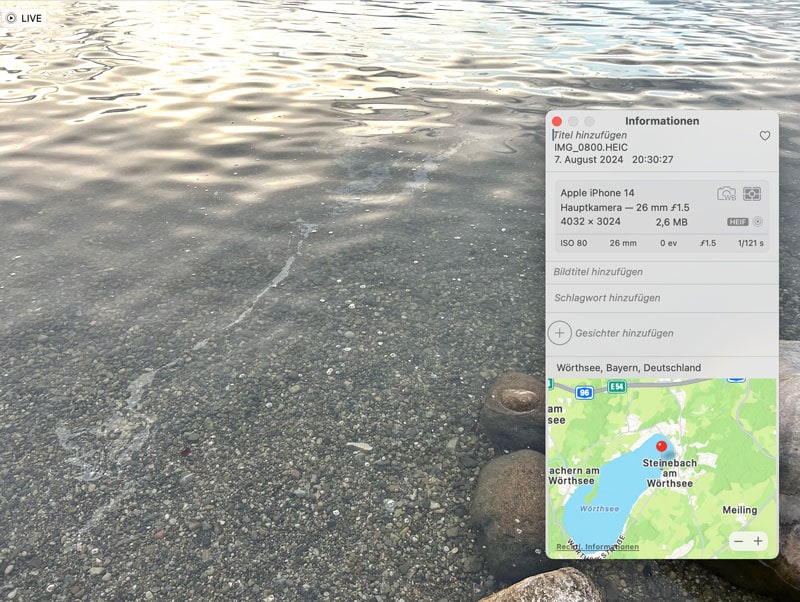 Ölspur am Badestrand Wörthsee Seepromenade